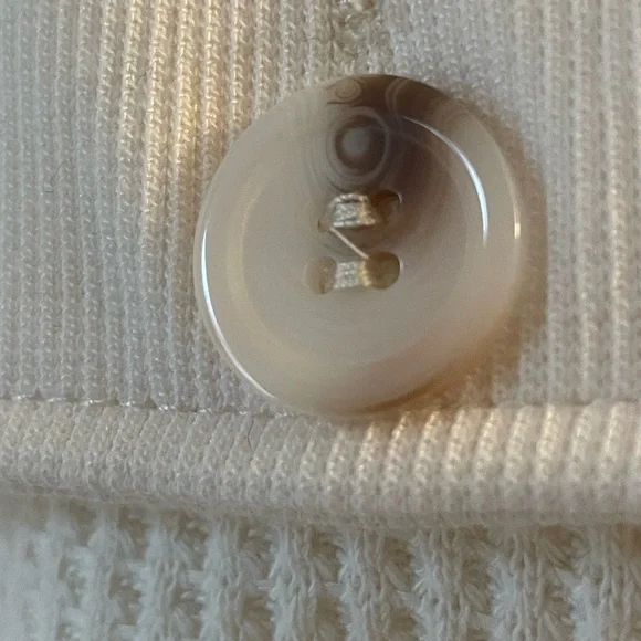 Cream Button Down Waffle Knit jacket - Picture 5 of 8